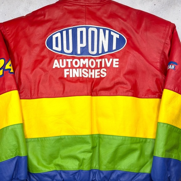 Vintage Chase Jeff Gordon #24 DuPont Rainbow Leather NASCAR Jacket L Winston Cup - Picture 10 of 15